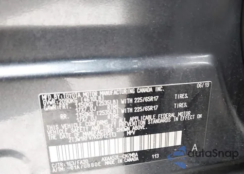 2019 Toyota Rav4 Xle from USA, damaged, VIN 2T3W1RFV7KC012113